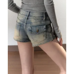 Via Pitti Washed Denim Mini Shorts