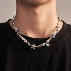 VSCH Arrow Smiling Face Star Pearl Necklace