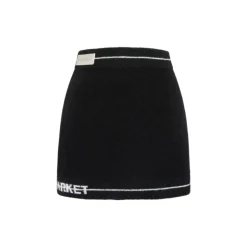 Weird Market Basic Logo Knit Skirt Black