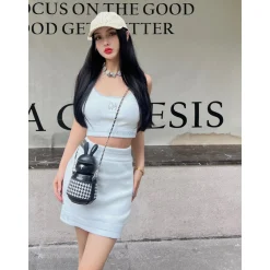 Weird Market Basic Logo Knit Skirt White