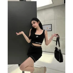 Weird Market Basic Logo Knit Skirt Black