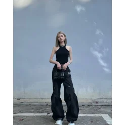 Weird Market Drawstring Cargo Pants Black