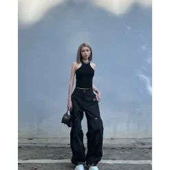 Weird Market Drawstring Cargo Pants Black
