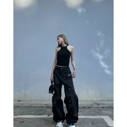 Weird Market Drawstring Cargo Pants Black