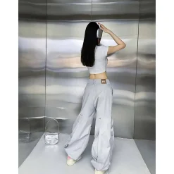 Weird Market Drawstring Cargo Pants Grey