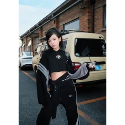 Weird Market 3M Reflective Striped Sport Pants Black