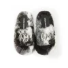 Weird Market Metal Logo Furry Slipper Black