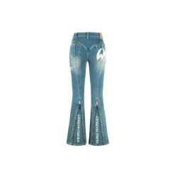 Weird Market Metal Logo Flare Jeans Dark Blue