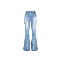 Weird Market Metal Logo Flare Jeans Light Blue