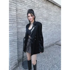 Weird Market Metal Logo Functional Suit Jacket Black