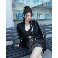 Weird Market Metal Logo Functional Suit Jacket Black