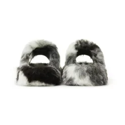 Weird Market Metal Logo Furry Slipper Black