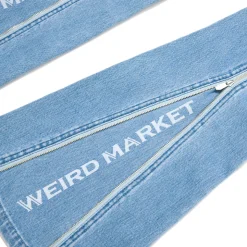 Weird Market Metal Logo Flare Jeans Light Blue