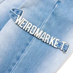 Weird Market Metal Logo Flare Jeans Light Blue