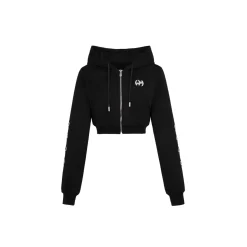 Weird Market Metal Logo Knit Short Zip Hoodie