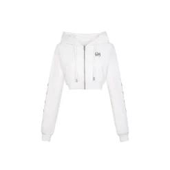 Weird Market Metal Logo Knit Short Zip Hoodie