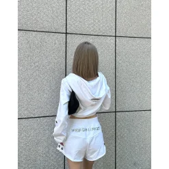 Weird Market Metal Logo Knit Short Zip Hoodie
