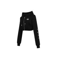 Weird Market Metal Logo Knit Short Zip Hoodie