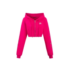 Weird Market Metal Logo Knit Short Zip Hoodie