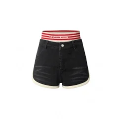 Weird Market Striped Double Waist Shorts Black