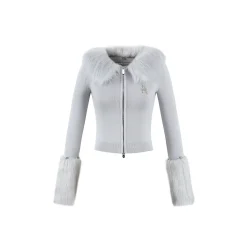 Weird Market X Angel Boy Fluffy Knit Slim Zip-Up Top