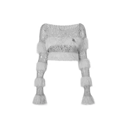Weird Market X Angel Boy Fluffy Hollow-Out Crop Sweater