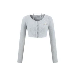 Weird Market X Angel Boy Artificial Mink Hollow-Out Crop Cardigan