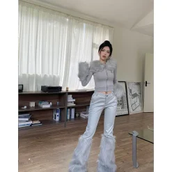 Weird Market X Angel Boy Fluffy Knit Slim Zip-Up Top