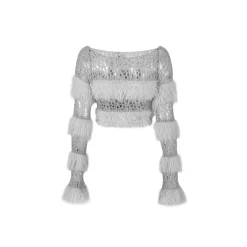 Weird Market X Angel Boy Fluffy Hollow-Out Crop Sweater