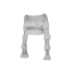 Weird Market X Angel Boy Fluffy Hollow-Out Crop Sweater