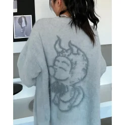 Weird Market X Angel Boy Artificial Mink Coat Cardigan Lunar Rock