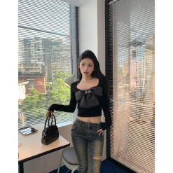 Weird Market X Barbie Bowknot Knit Top Black