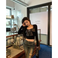 Weird Market X Barbie Bowknot Knit Top Black