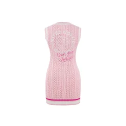 Weird Market X Barbie Contrast Knit Dress Pink
