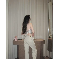 Weird Market X Barbie Fake-2-Piece Denim Jeans White