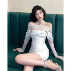 West.Y Crystal Decorative Corset Lace Dress