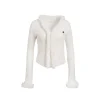 West.Y Fur Collar Bell Sleeve Knit Top White
