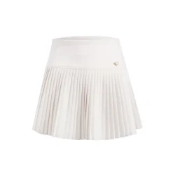 West.Y Heart Button Woolen Pleated Skirt White