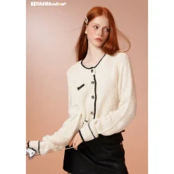 Wildshadow Color Blocked Simple Knit Cardigan