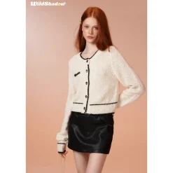 Wildshadow Color Blocked Simple Knit Cardigan