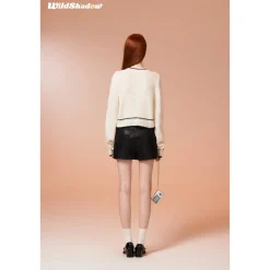 Wildshadow Color Blocked Simple Knit Cardigan