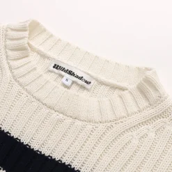 Wildshadow Color Blocked Striped Short Knit Sweater
