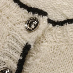 Wildshadow Color Blocked Simple Knit Cardigan