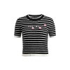 Wildshadow 3D Flower Striped Knit Top Black