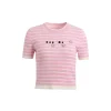 Wildshadow 3D Flower Striped Knit Top Pink