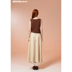 Wildshadow Drawstring Destroy Edges Long Skirt Cream