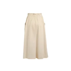Wildshadow Drawstring Destroy Edges Long Skirt Cream