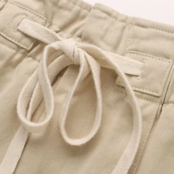 Wildshadow Drawstring Destroy Edges Long Skirt Cream