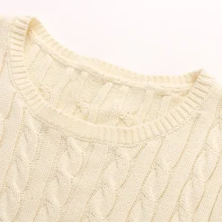 Wildshadow Heart Embroidery Twisted Knit Top Cream