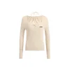 Wildshadow Hollow-Out Fake-2-Piece Knit Top Cream